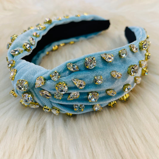 Light Blue Rhinestone Beaded Headband