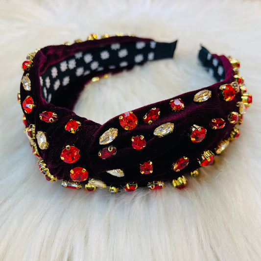 Red Multi Rhinestone Beaded Headband