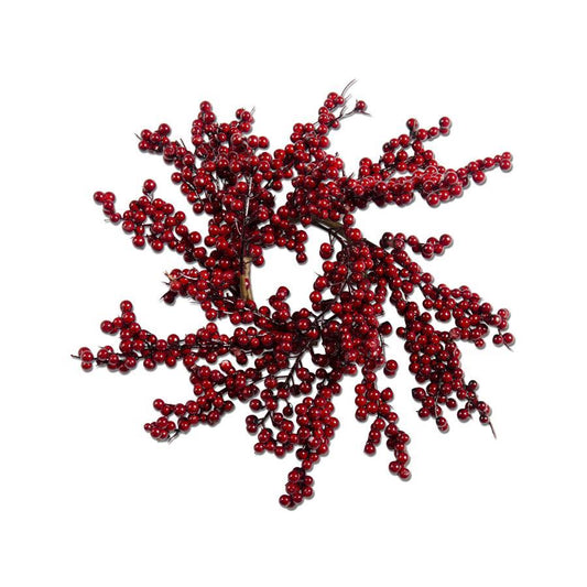 12" Mini Red & Burgundy Berry Candle Ring