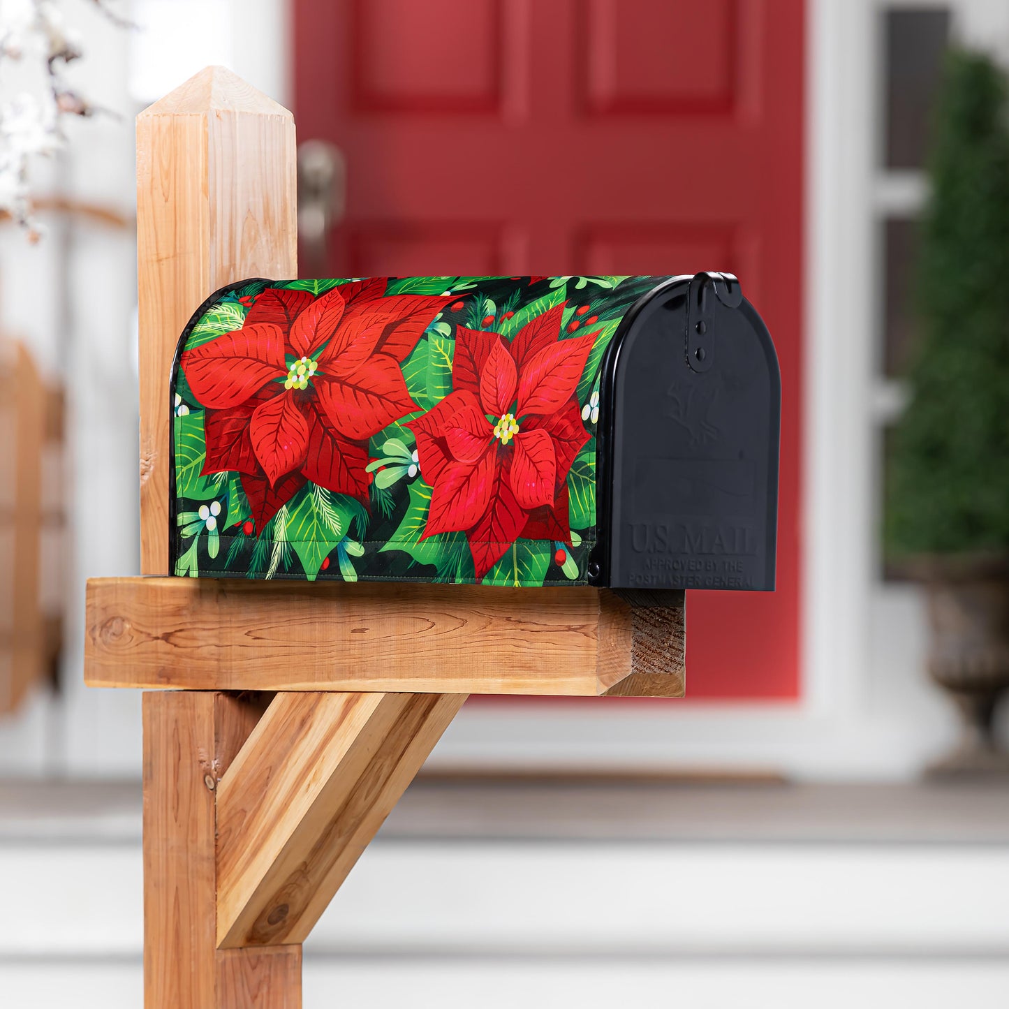 Mailbox Cover - Peace Poinsettia