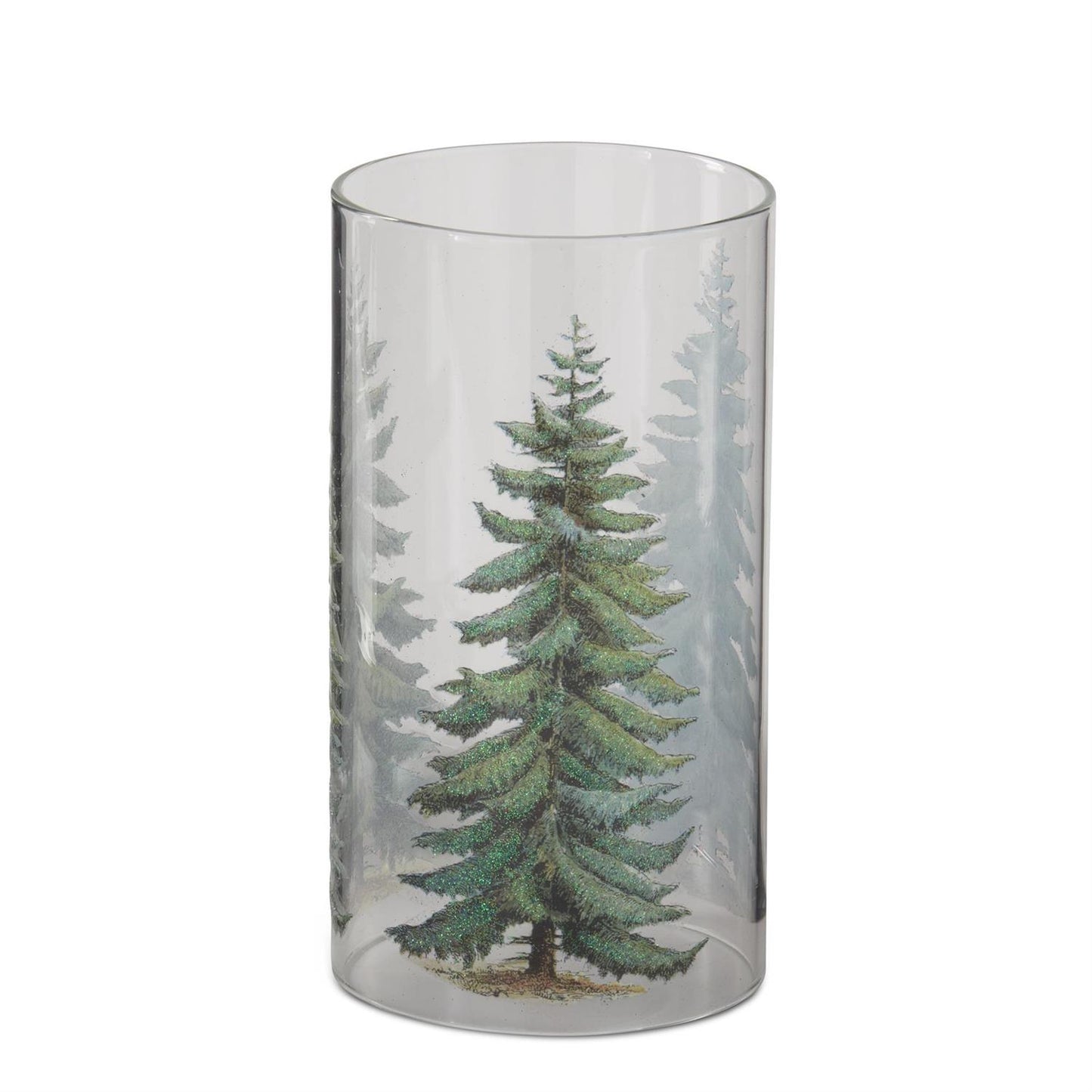 7.75" Glass Christmas Tree Candle Slip Cover