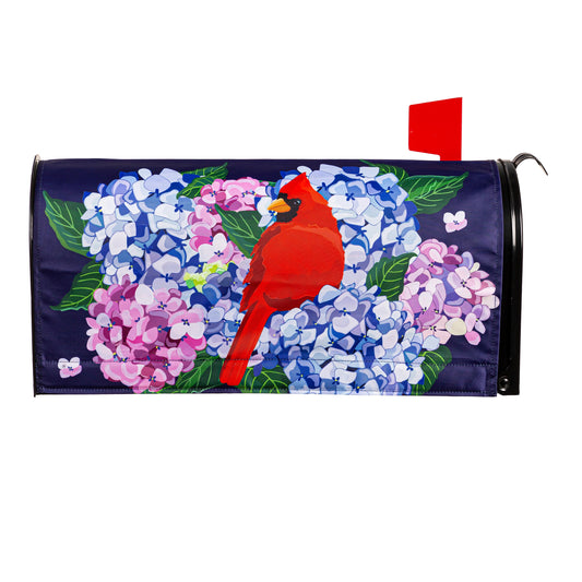 Mailbox Cover - Red Cardinal & Hyrdrangea