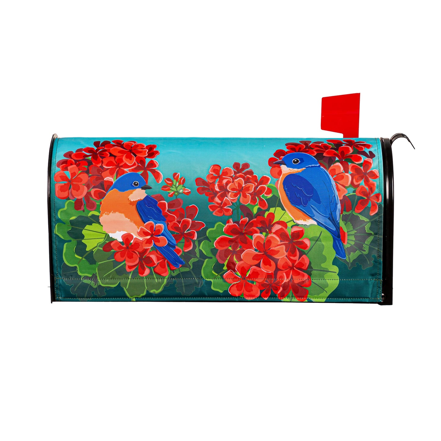 Mailbox Cover - Bluebird in Red Geranium