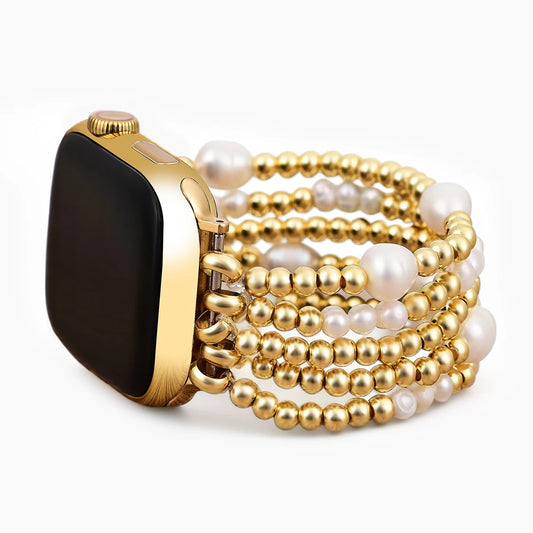Apple Watch Strap - Gold & Pearl