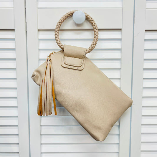 Leather Ring Clutch - Taupe