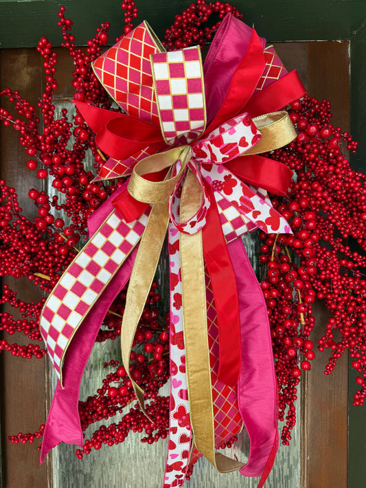 Tossed Hearts Red Berry Wreath
