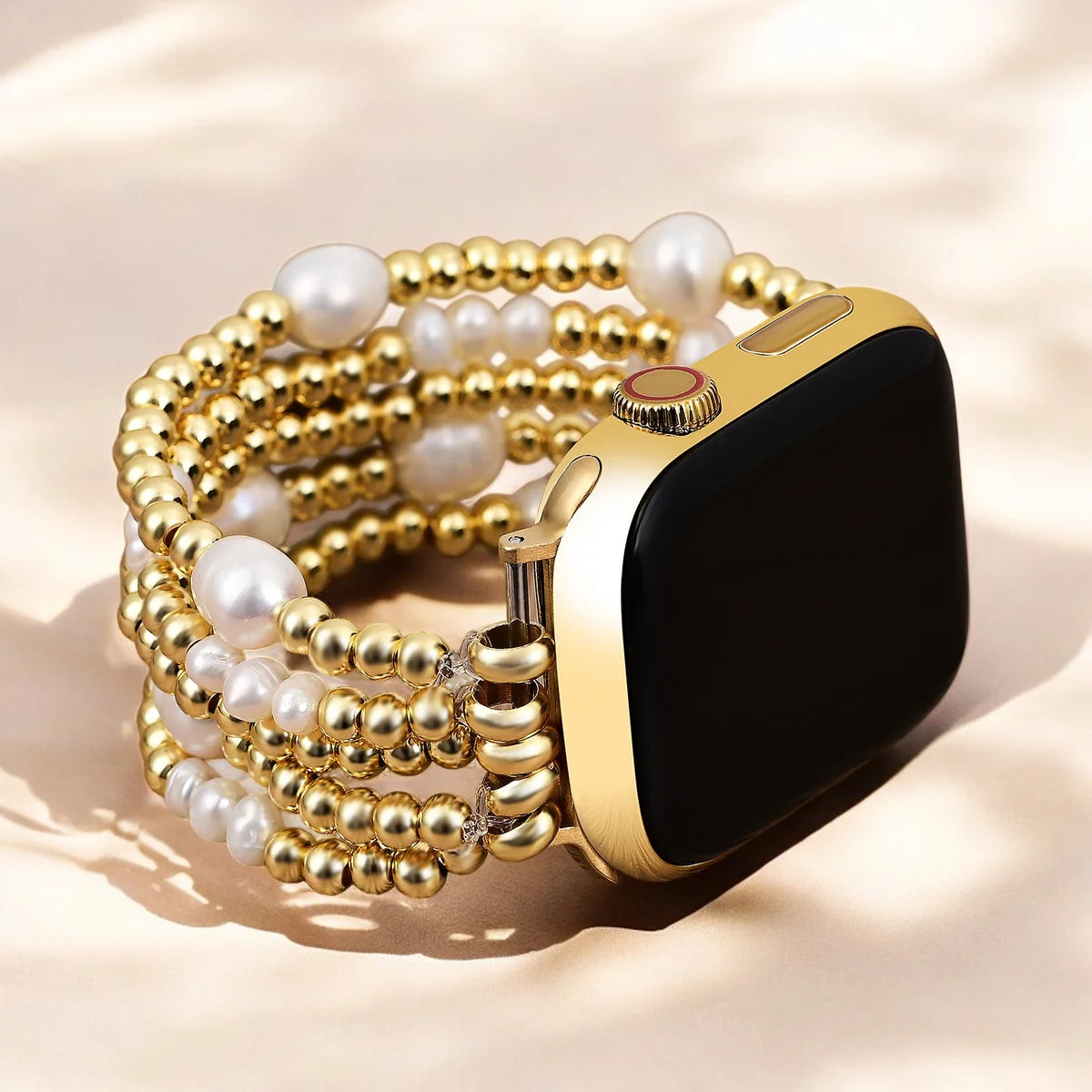 Apple Watch Strap - Gold & Pearl