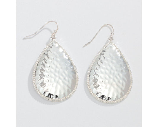 Earrings - Hammered Silver Teardrops