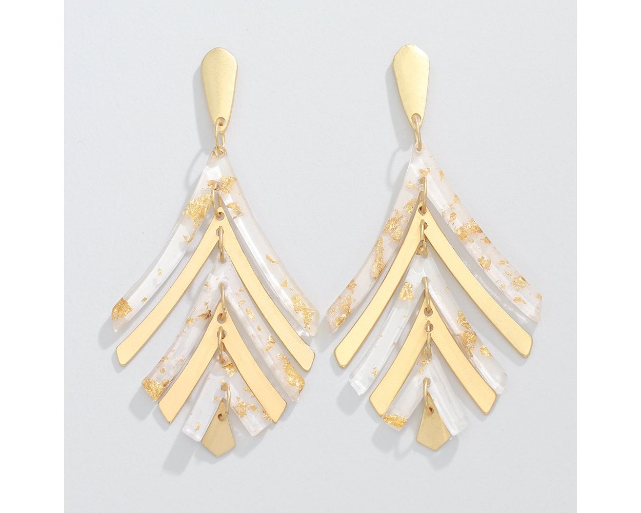Earrings - Gold & Gold Flake Drops