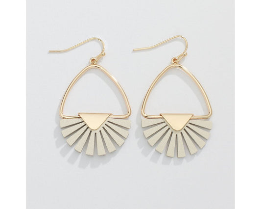 Earrings - Gold Drop w/ Leather Cutout