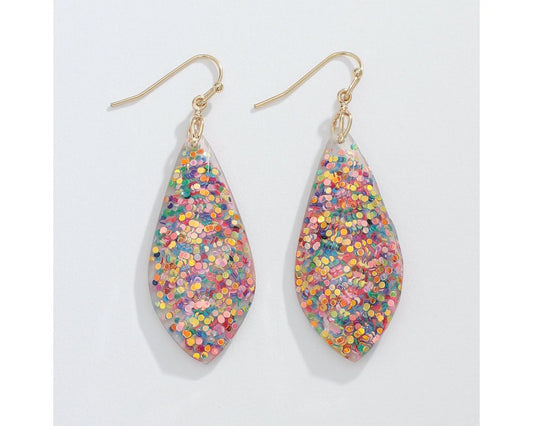 Earrings - Multi Glitter Resin Drop