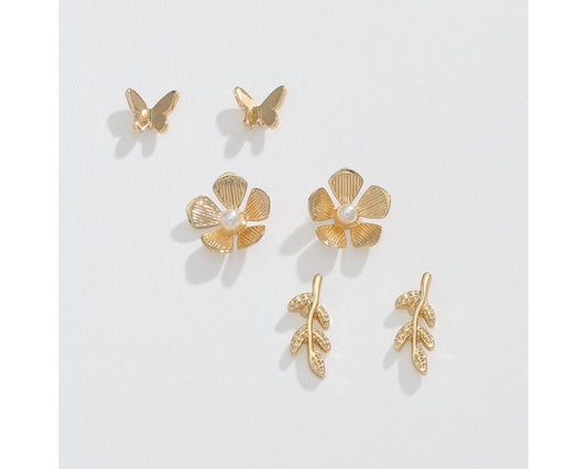 Earrings - Gold Garden Trio