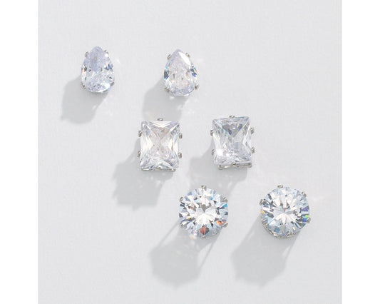 Earrings - Geometric CZ Trio