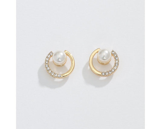 Earrings - Gold Post w/ Pearl Crystal