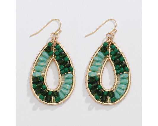 Earrings - Faceted Green & Mint