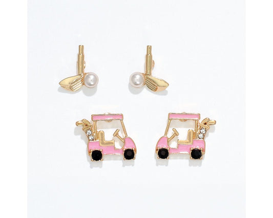 Earrings - Golf Cart & Club Duo