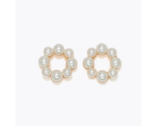 Earrings - Open Circle of Pearls