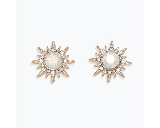 Earrings - Gold Starburst w/ Moonstone