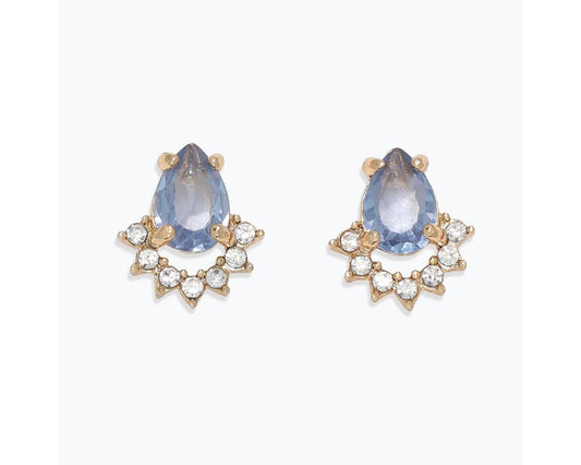 Earrings - Blue/Clear Crystal Teardrop