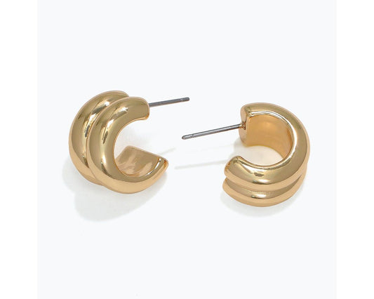 Earrings - Double Row Gold Hoops
