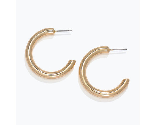 Earrings - Thick Gold Round Hoops