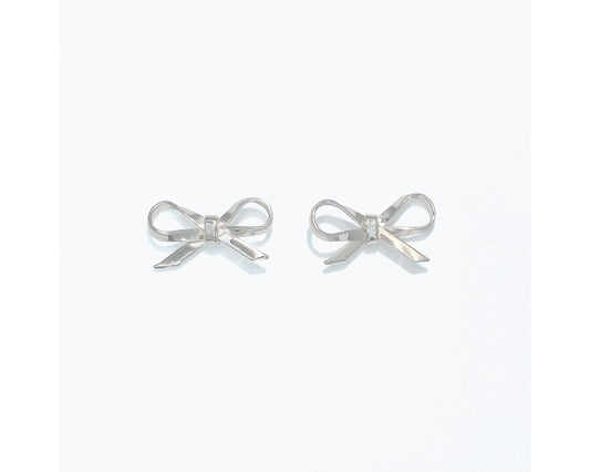 Cuties Earrings - Bright Silver Bows