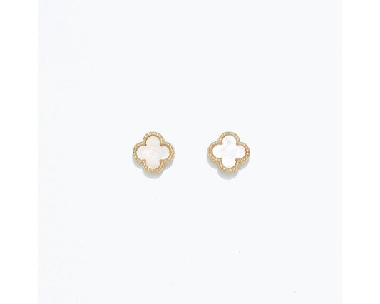 Cuties Earrings - Gold w/ White