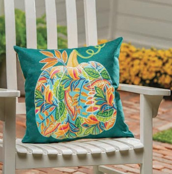 18' Pillow Cover - Patterned Jacobean Floral Pumpk