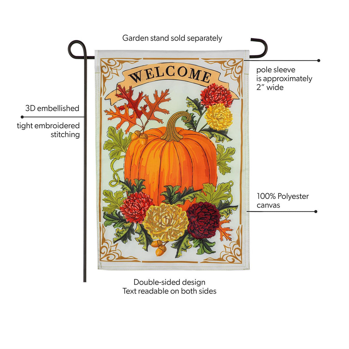Garden Flag - Vintage Welcome Autumn Applique
