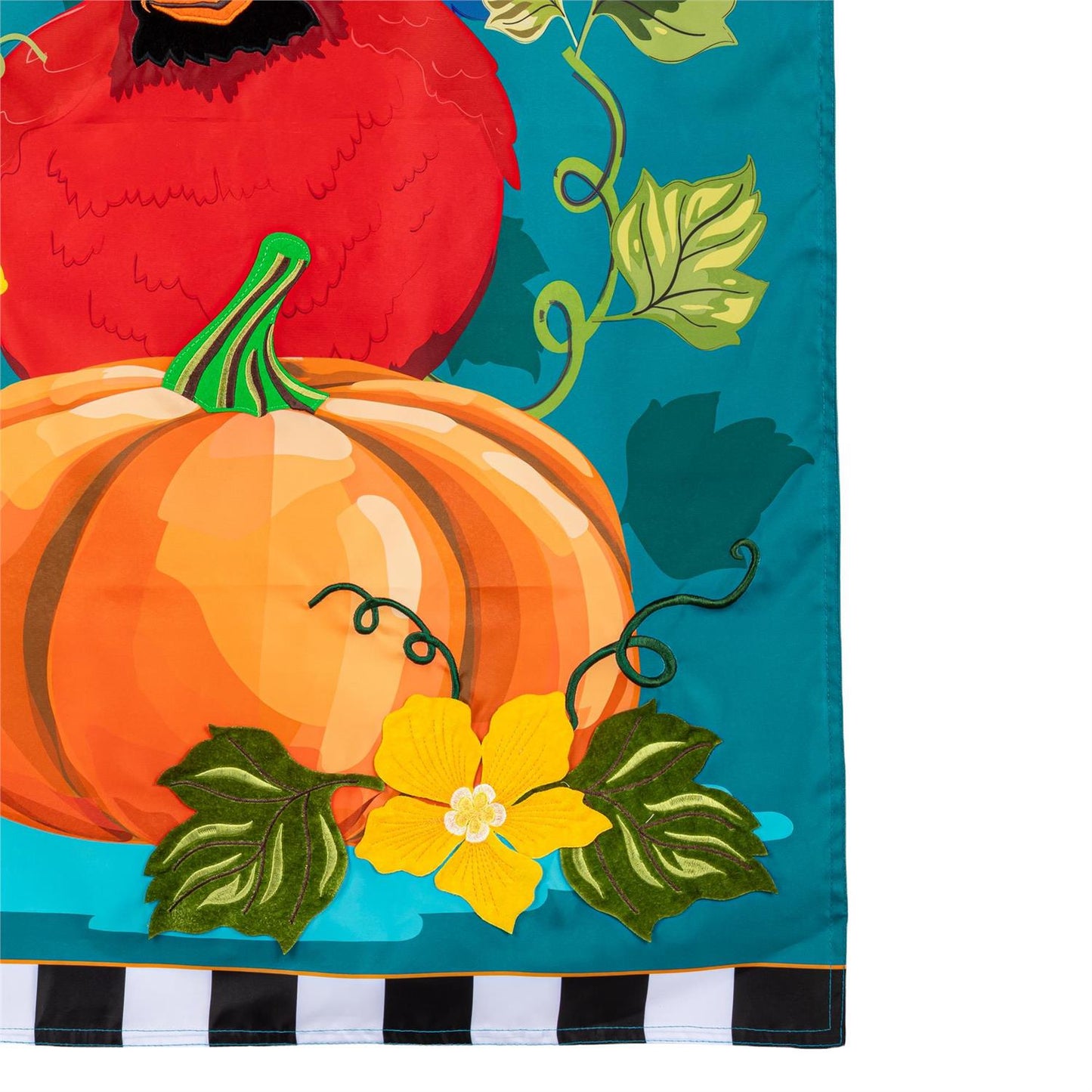 House Flag - Portly Pumpkin Birds Applique