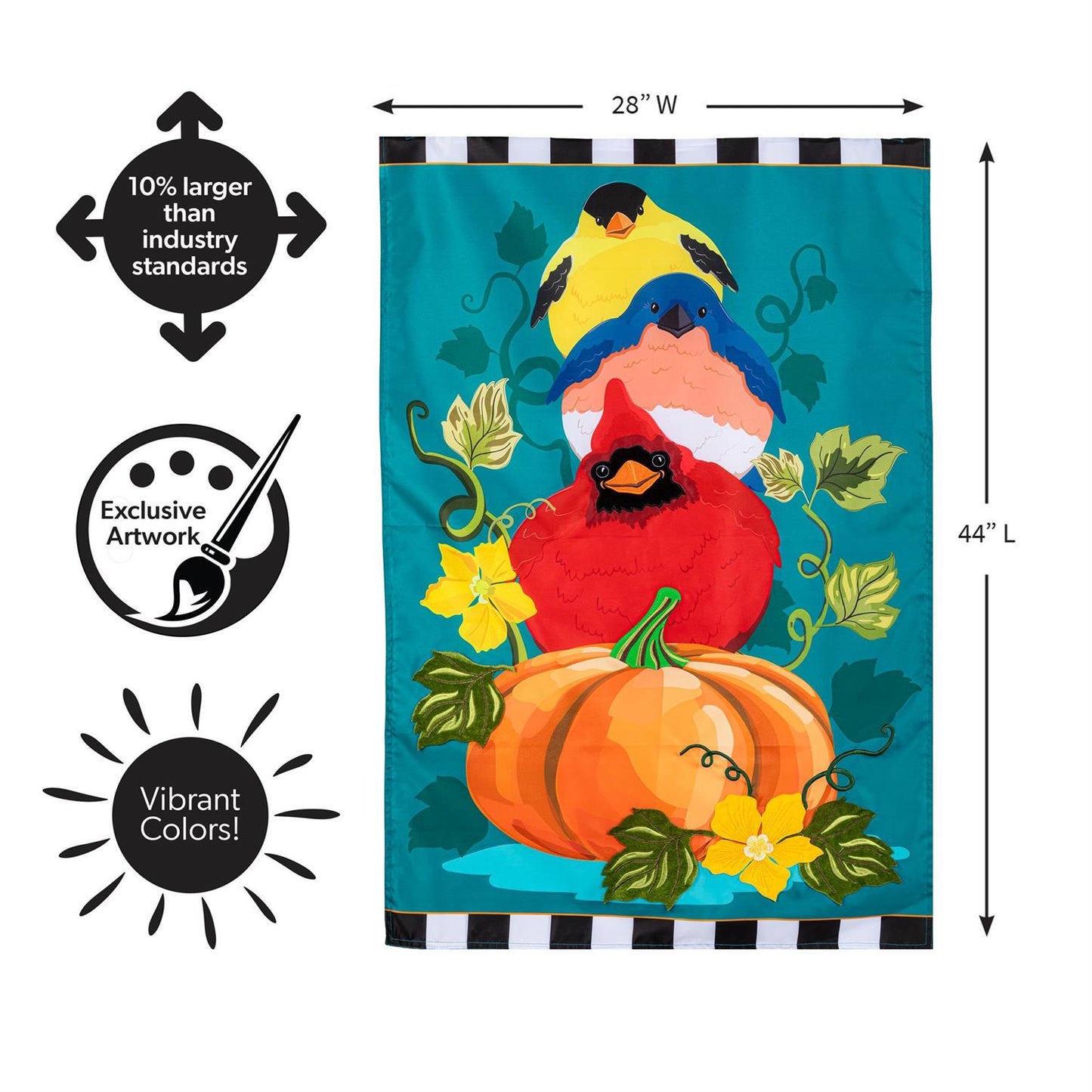 House Flag - Portly Pumpkin Birds Applique