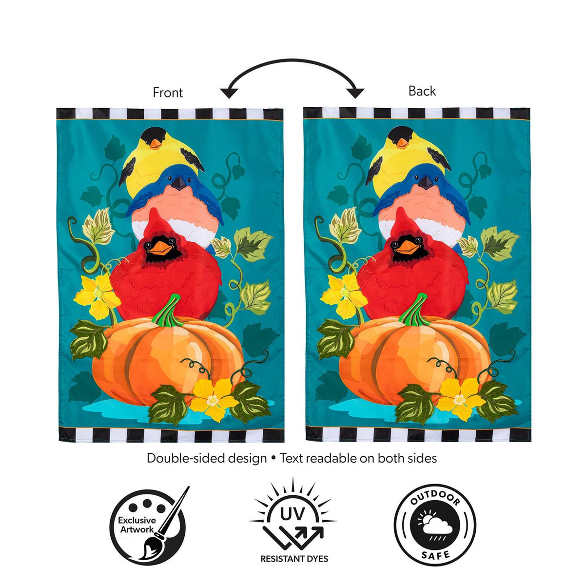 House Flag - Portly Pumpkin Birds Applique
