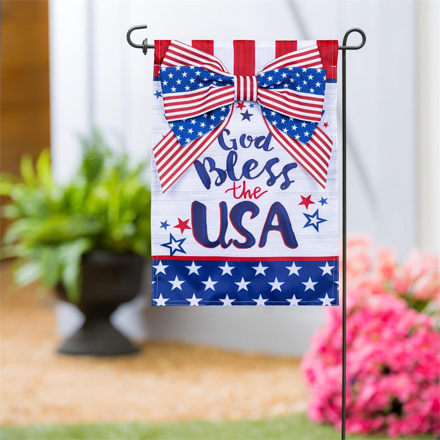 Garden Flag - Bless the USA Bow Applique