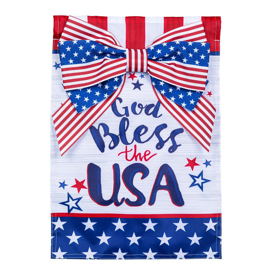 Garden Flag - Bless the USA Bow Applique