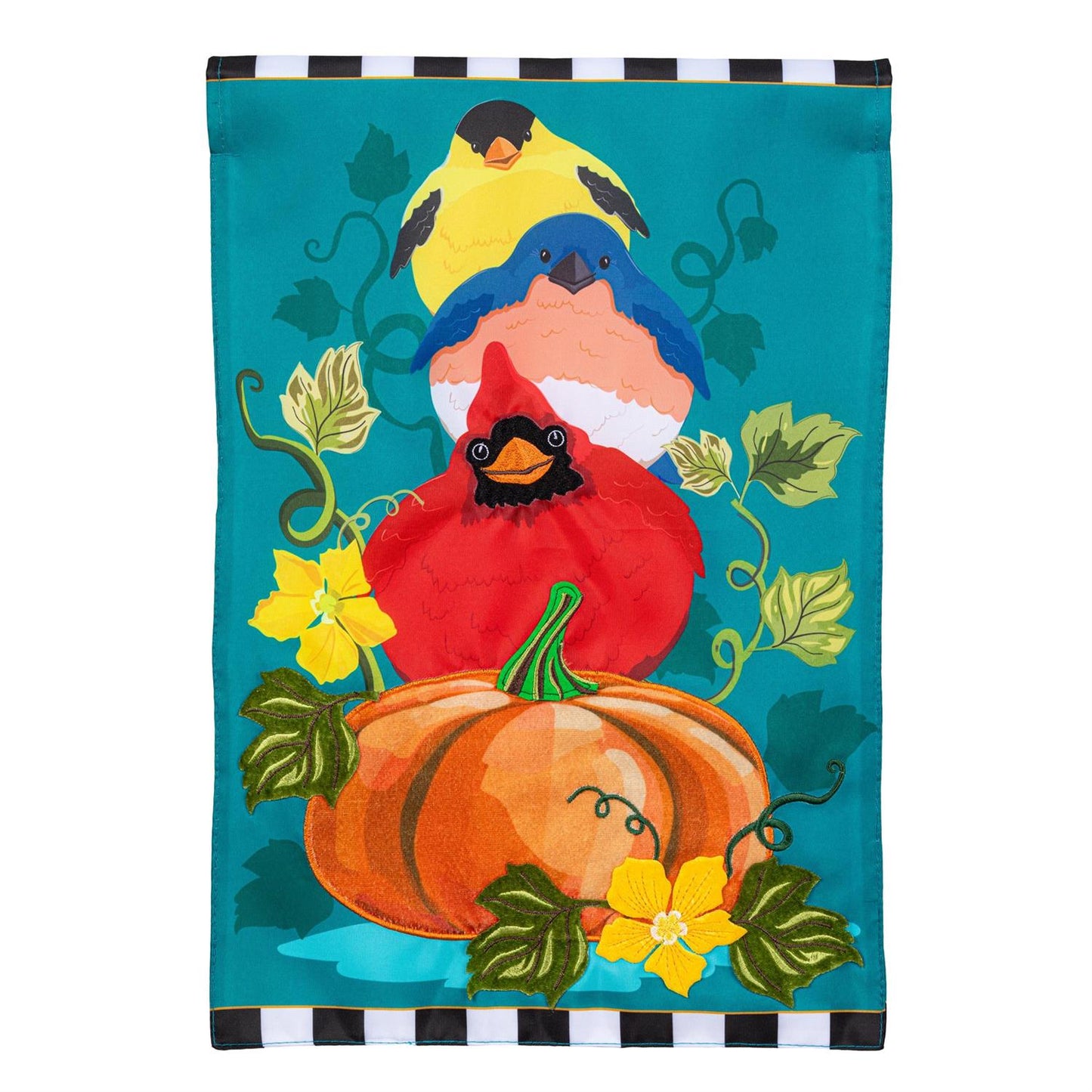 Garden Flag - Portly Pumpkin Birds Applique