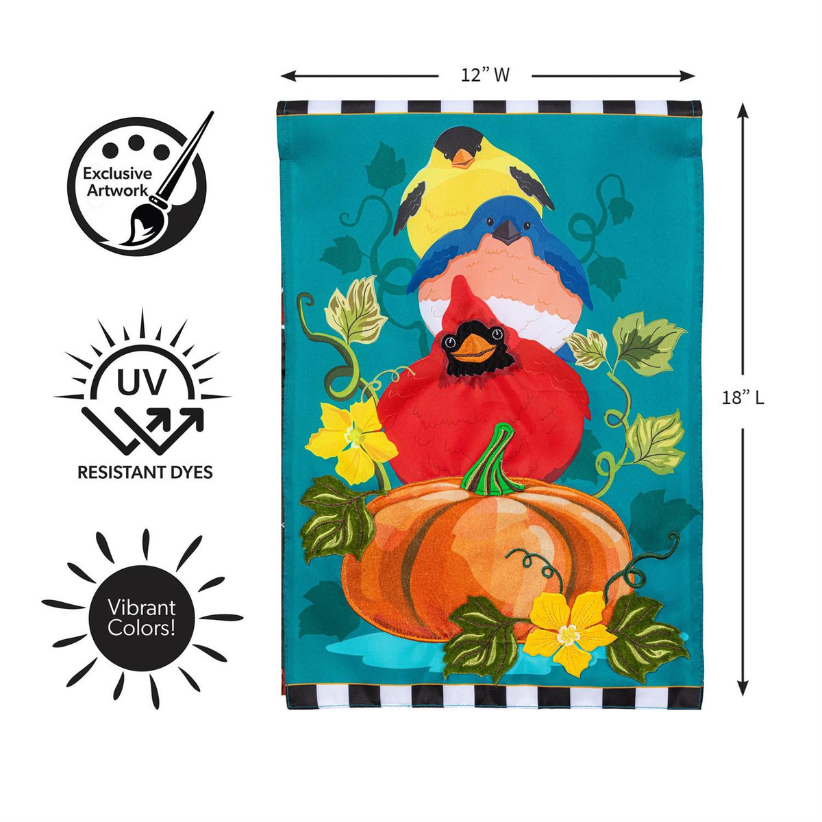 Garden Flag - Portly Pumpkin Birds Applique
