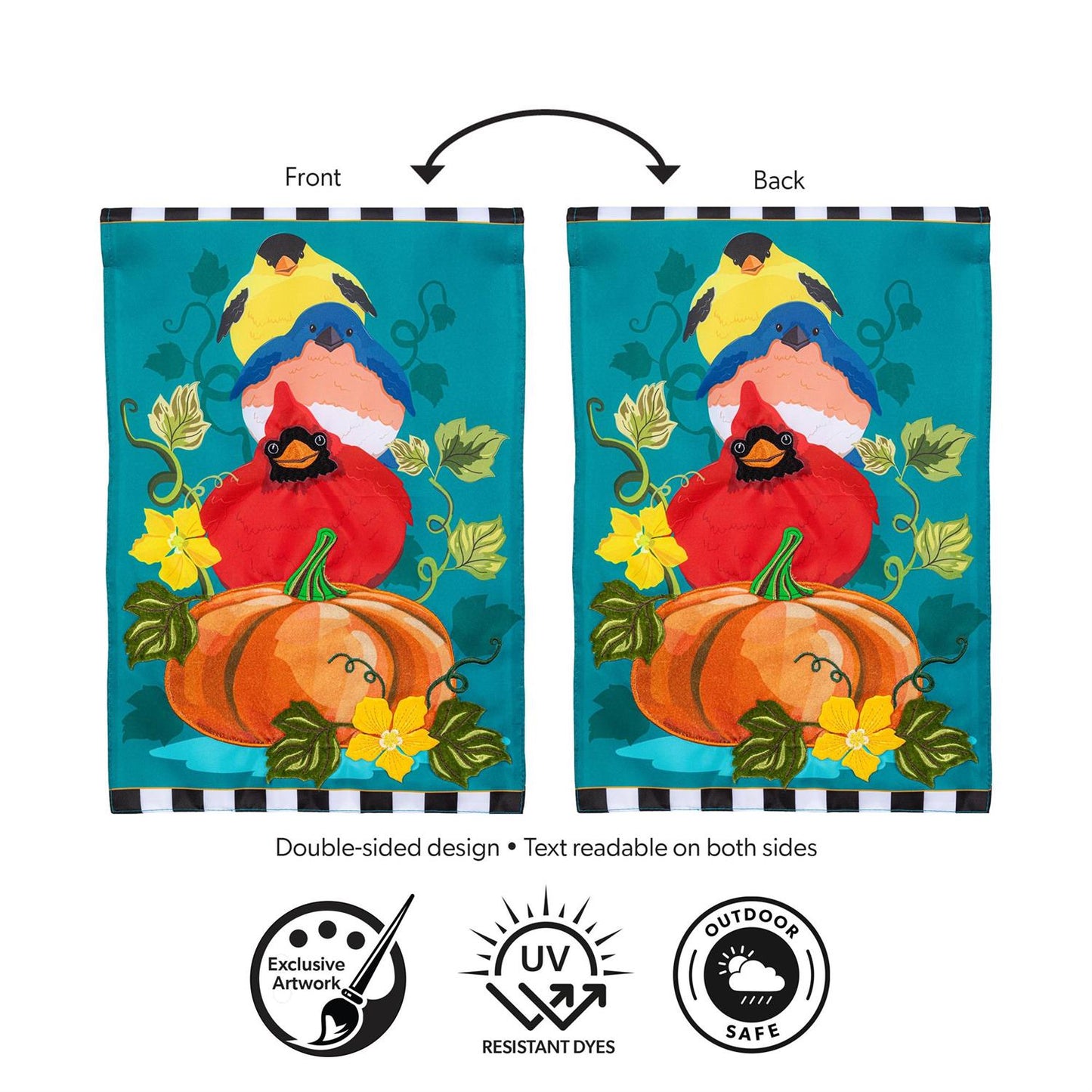 Garden Flag - Portly Pumpkin Birds Applique