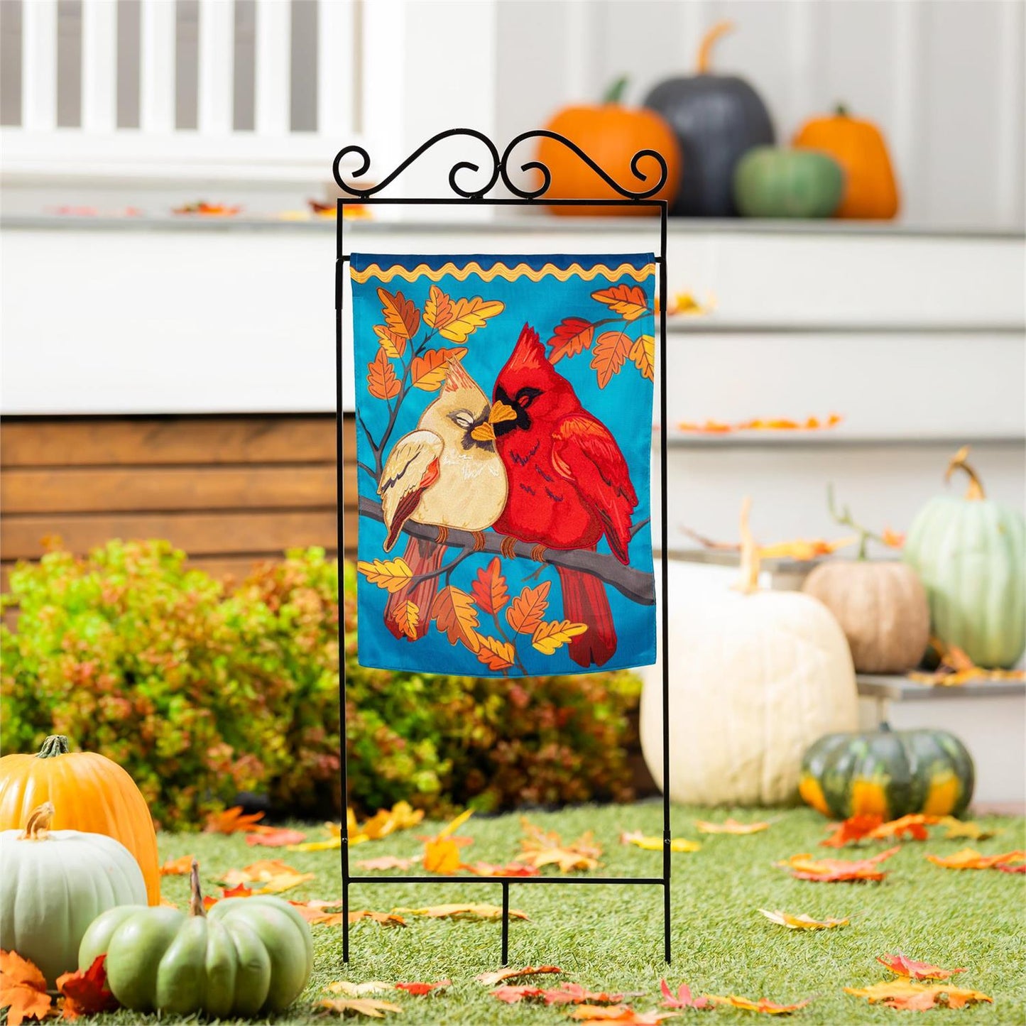 Garden Flag - Cuddling Cardinals Applique