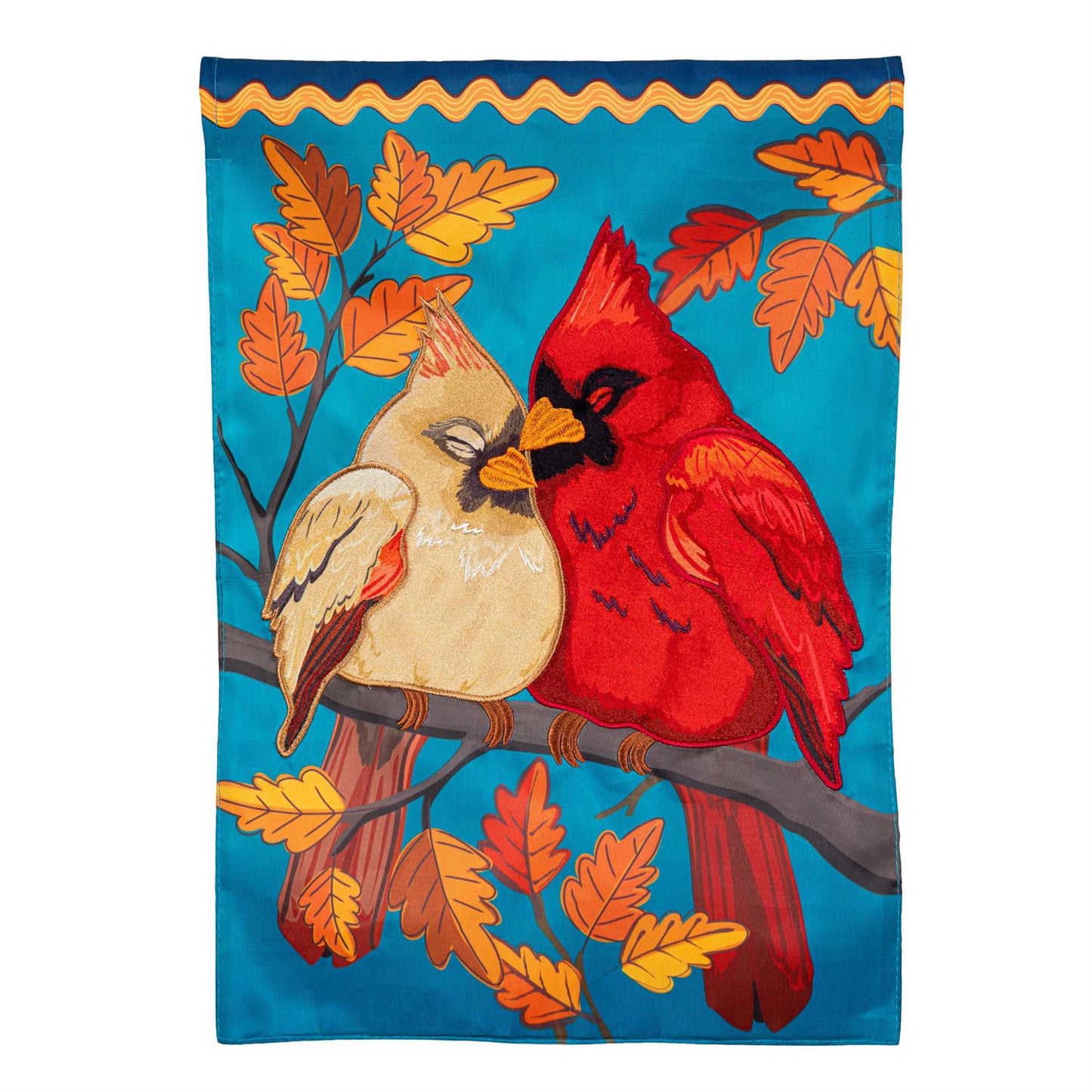 Garden Flag - Cuddling Cardinals Applique