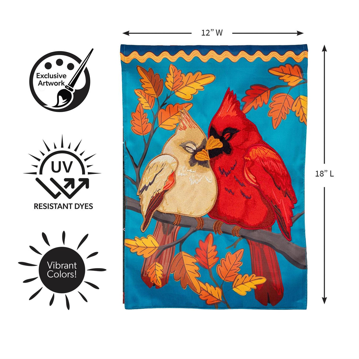 Garden Flag - Cuddling Cardinals Applique