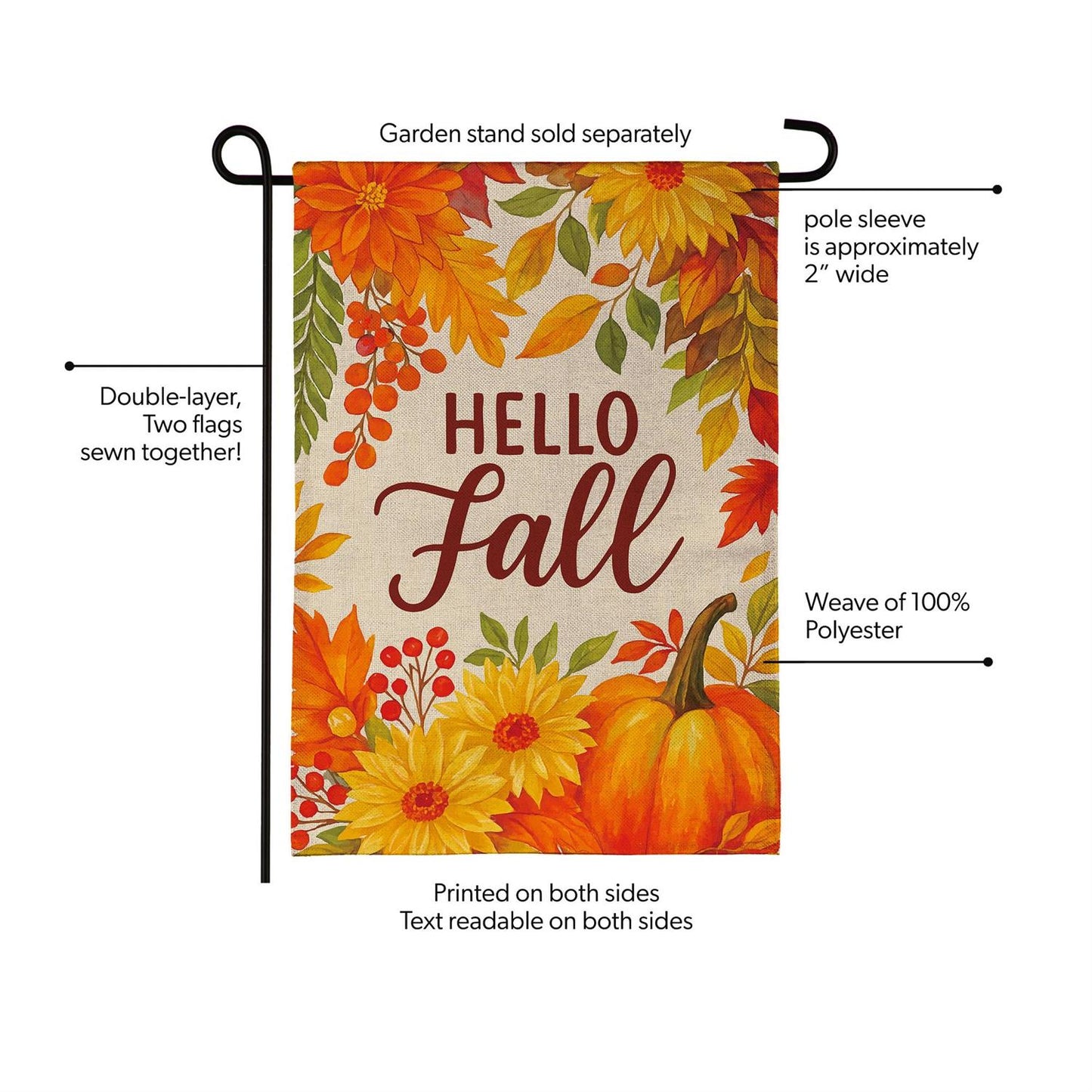 Garden Flag - Fall Floral Bloom Burlap