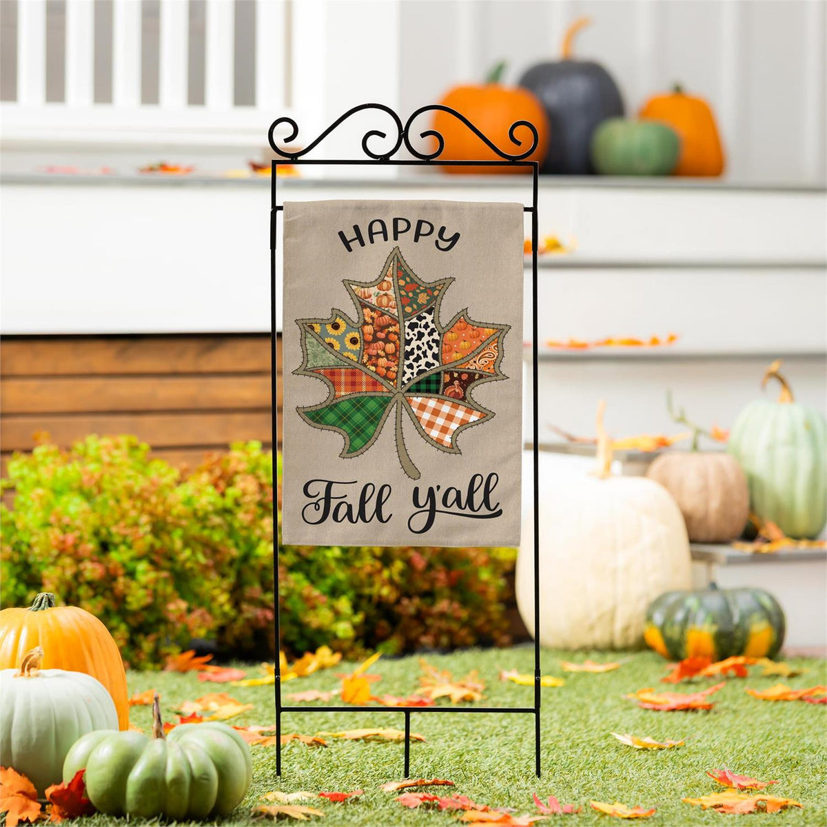 Garden Flag - Quilted Fall Leaf Burlap