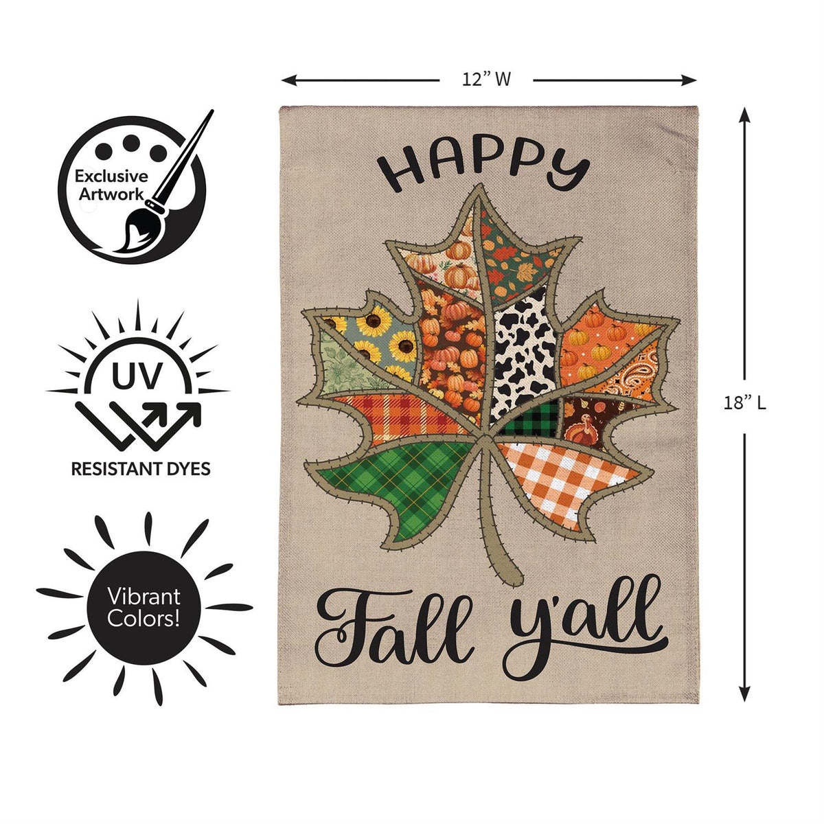 Garden Flag - Quilted Fall Leaf Burlap