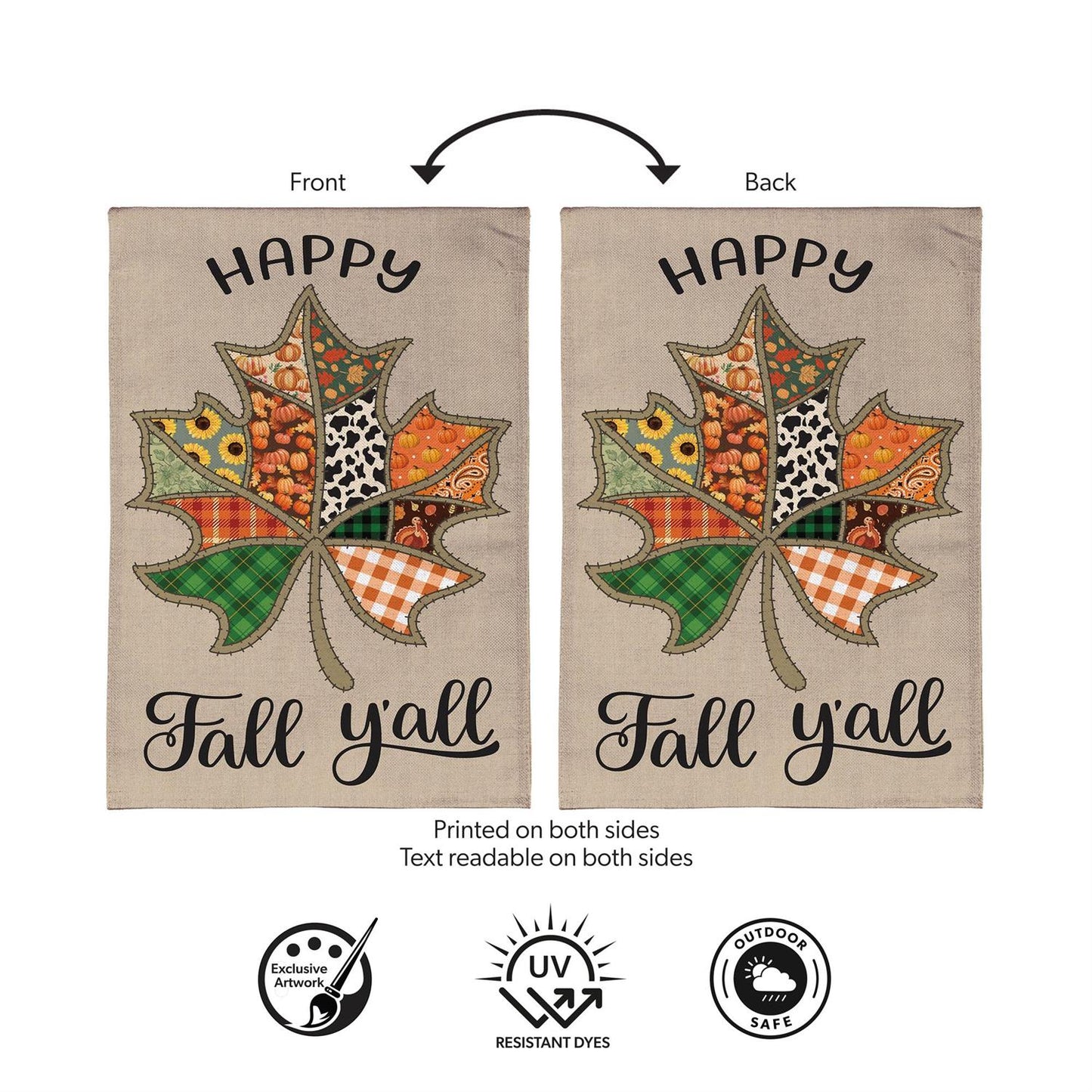 Garden Flag - Quilted Fall Leaf Burlap