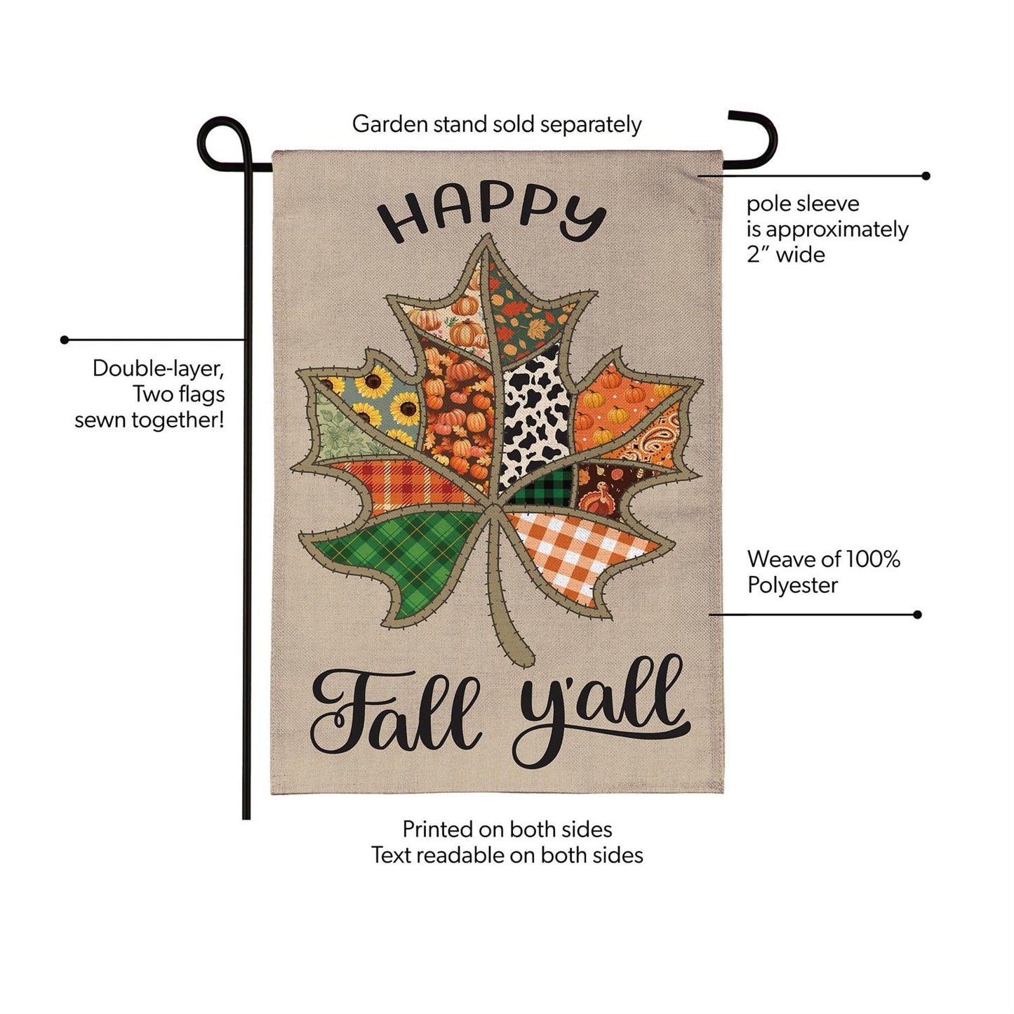 Garden Flag - Quilted Fall Leaf Burlap