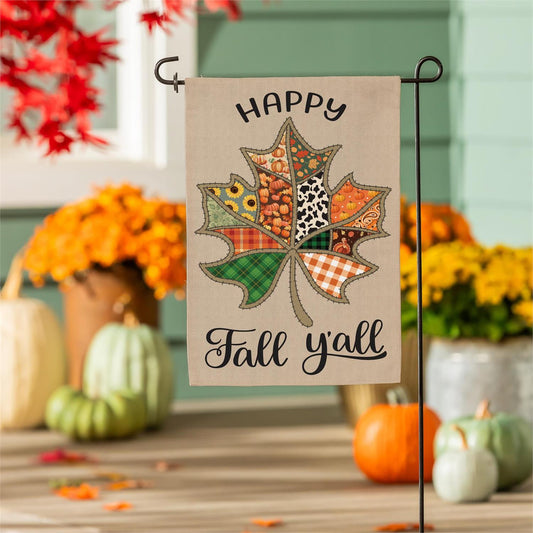 Garden Flag - Quilted Fall Leaf Burlap