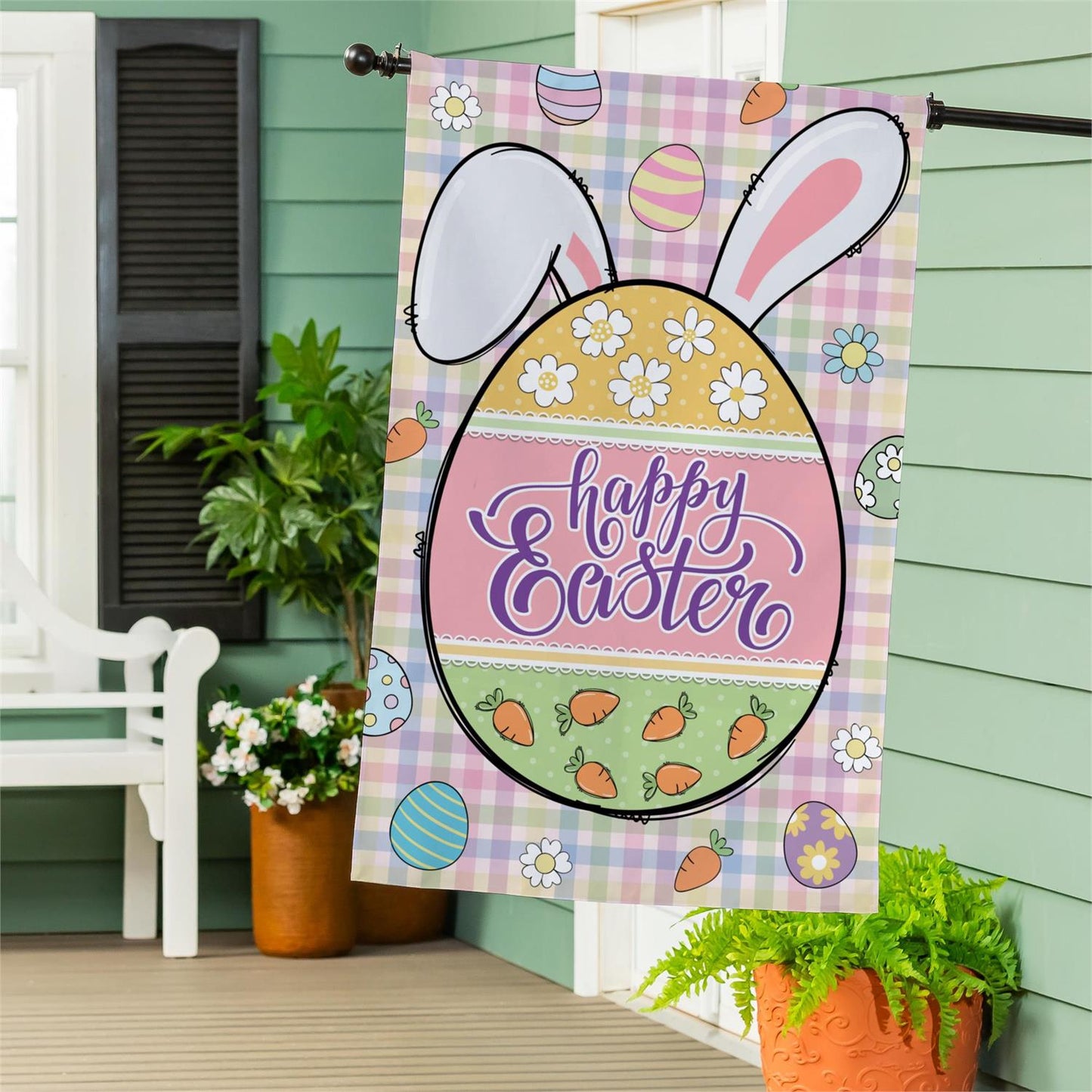 House Flag - Gingham Easter Burlap