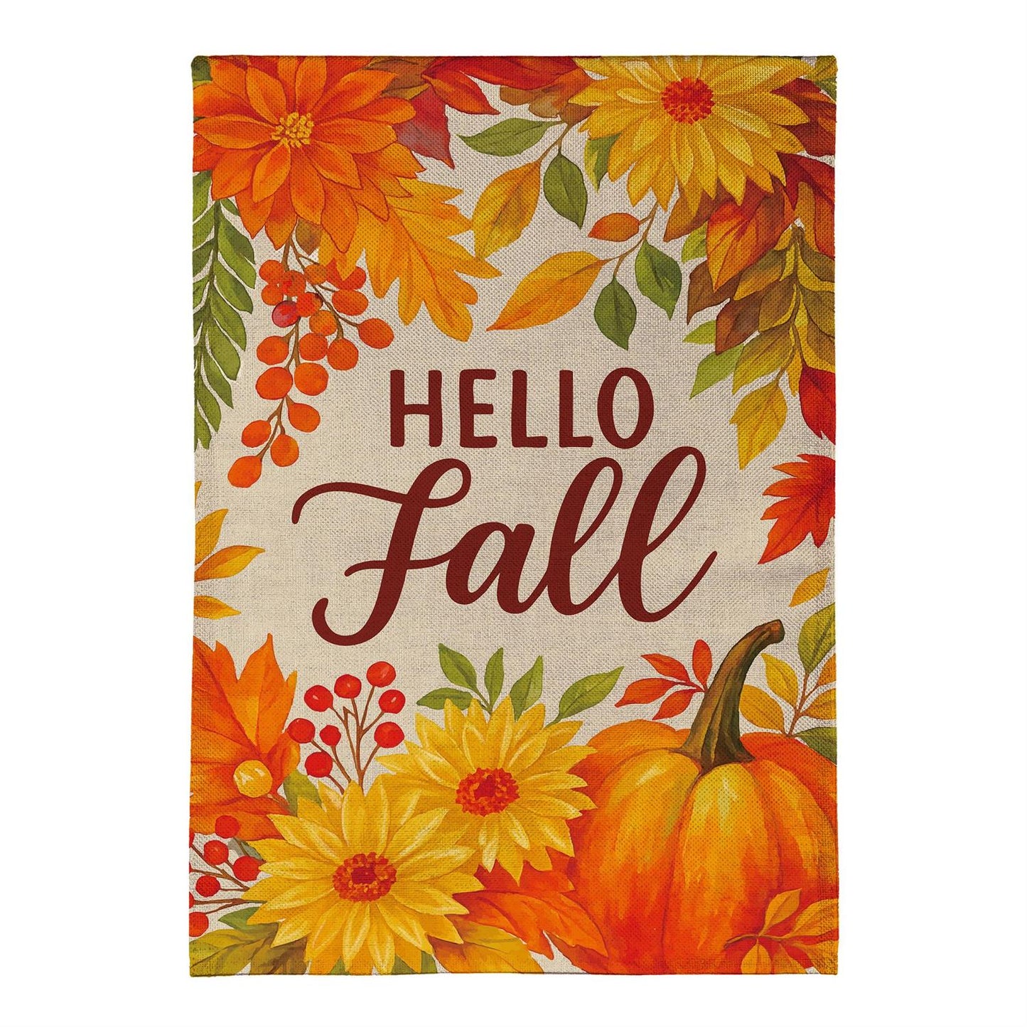 House Flag - Fall Floral Welcome Burlap