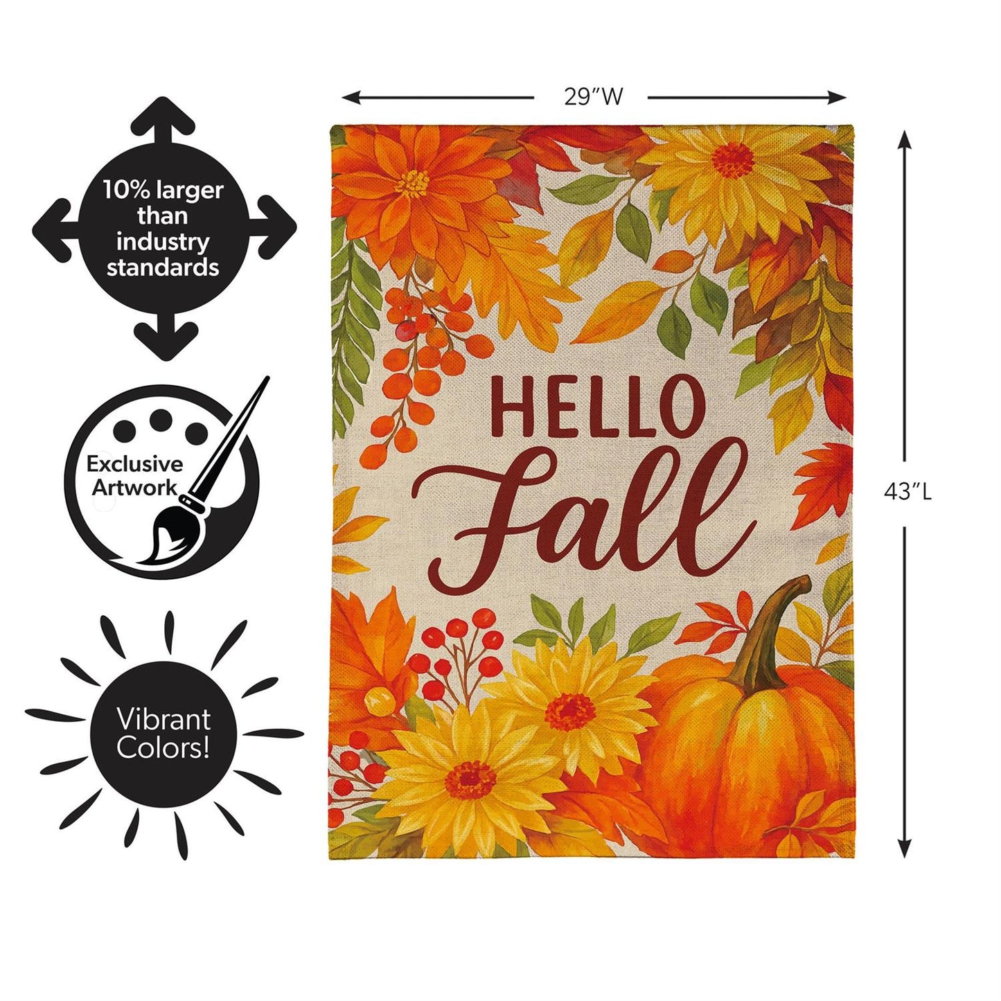 House Flag - Fall Floral Welcome Burlap