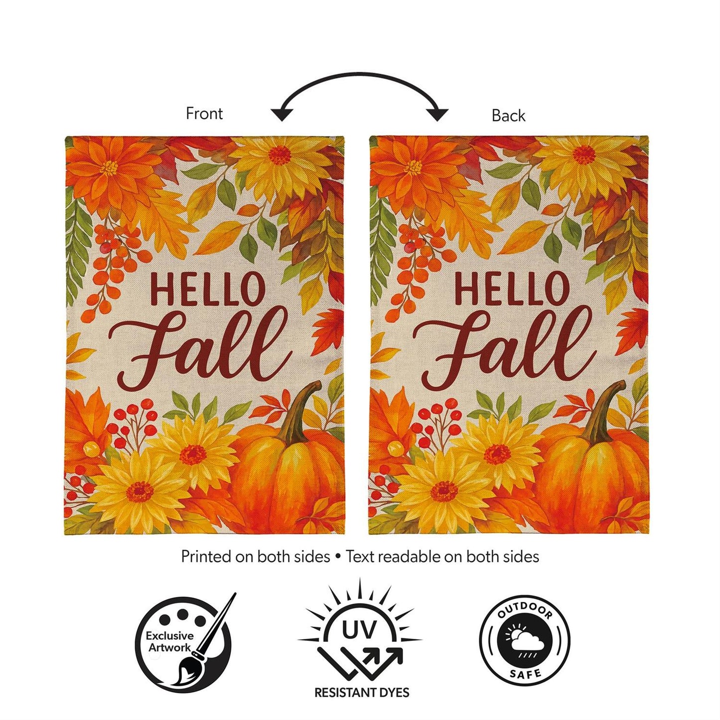 House Flag - Fall Floral Welcome Burlap